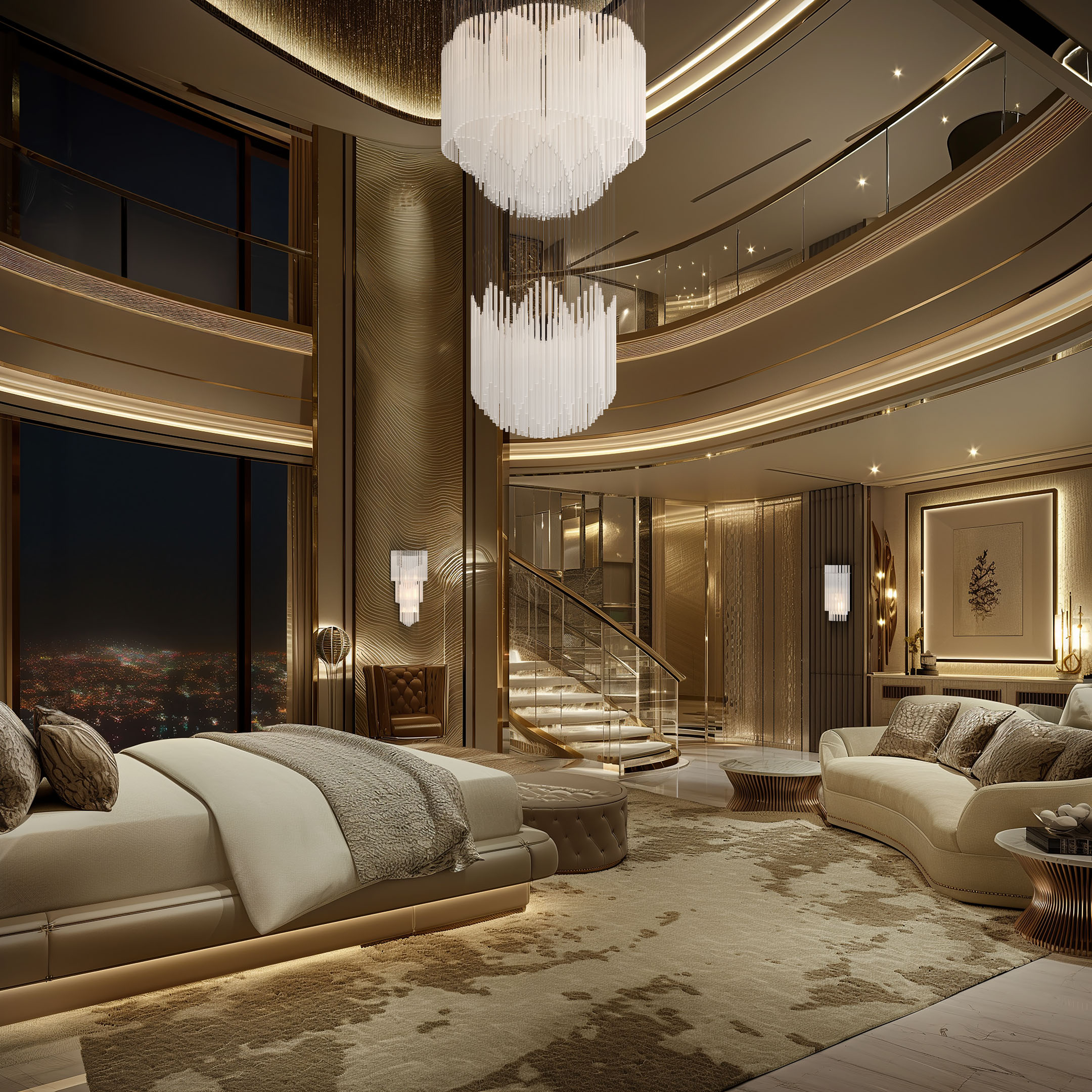 BORA 2 Tier Chandelier 80x200 cm Image 2