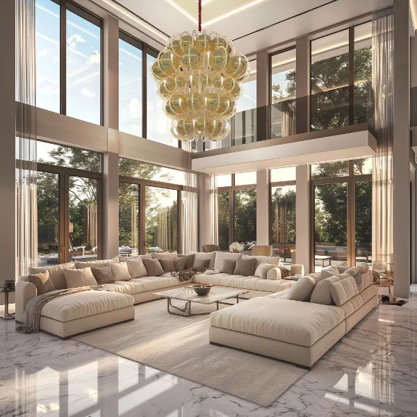 تجمع العلامة التجارية بين الانسيابية والبنية، لتقدم رؤية راقية في تصميم الإضاءة.